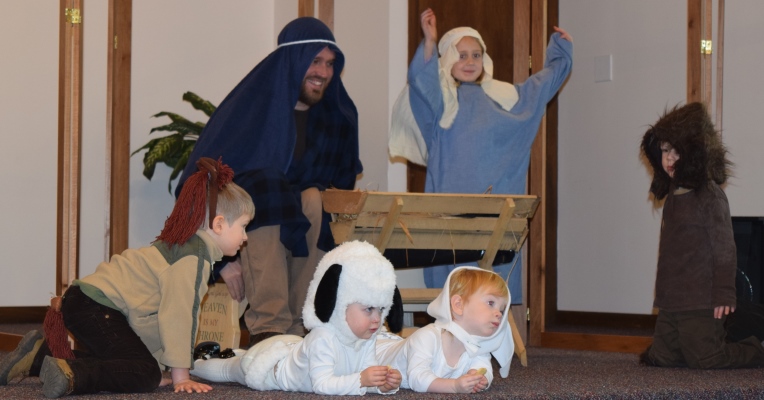 Manger scene with children