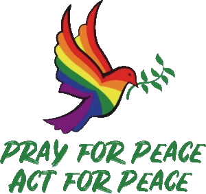 Rainbow Dove with Pray for Peace Work for Peace text